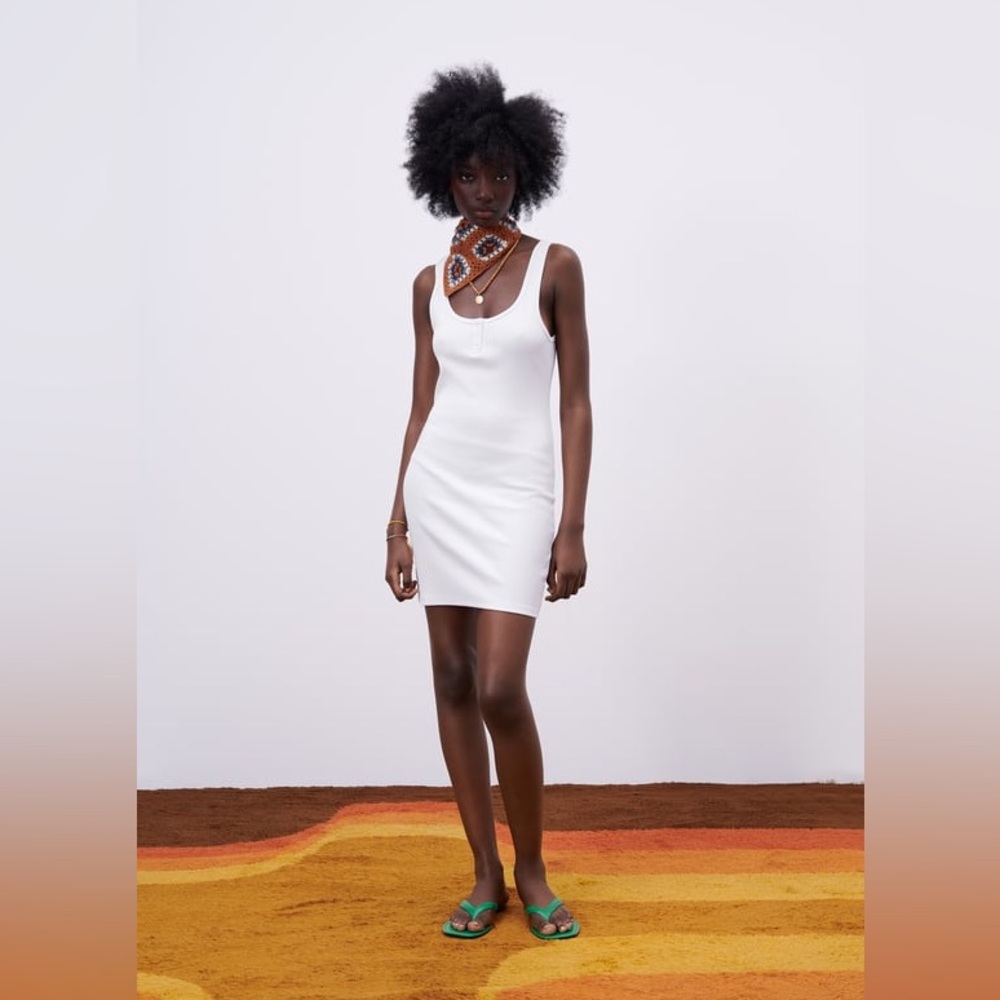 Zara ribbed dress with buttons